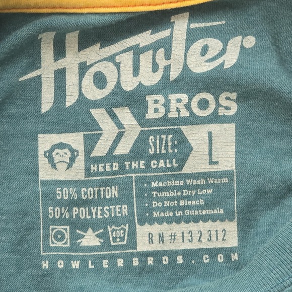 Howler Brothers Men's L Teal Monkey Graphic T-Shirt Crew Neck Short Sleeve - Picture 6 of 7